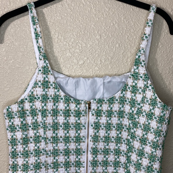 NWT Walter Baker Green White Tweed Barbara Dress Size 10 - Picture 11 of 16